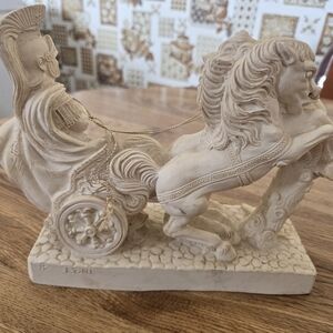 Vintage L. Toni Neoclassical Roman Chariot Sculpture – Horse  Figurine